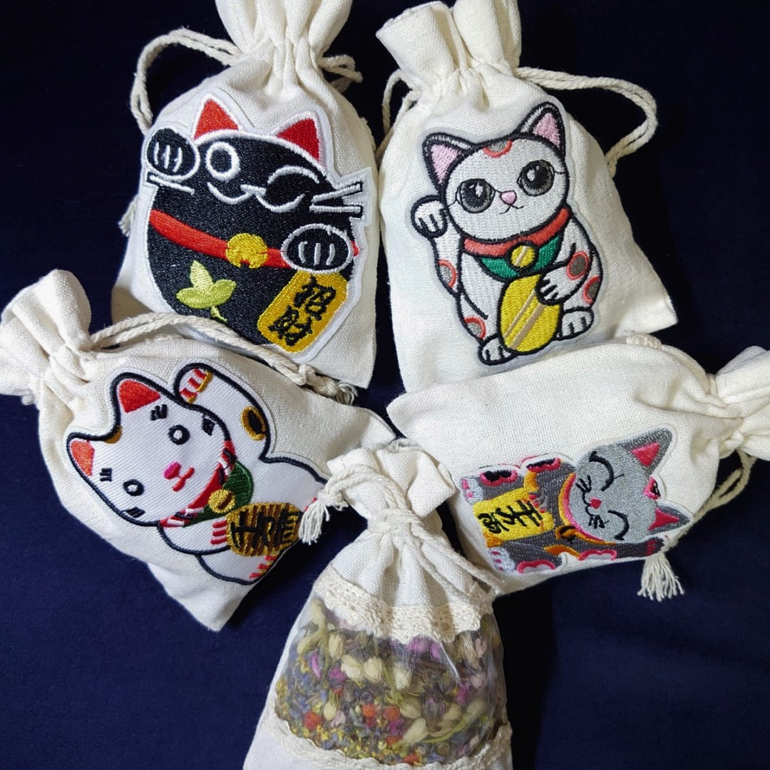 😺招財貓七色乾花香囊💐 (預訂)