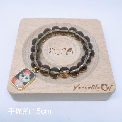 茶晶貓吊飾手鏈