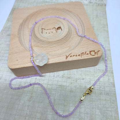 白瑪瑙貓掌紫玉晶頸鏈