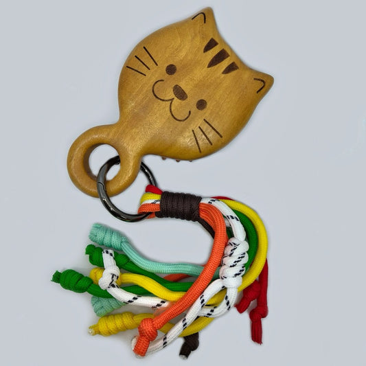 😸五彩吉祥掛件貓咪木質氣墊按摩梳💆