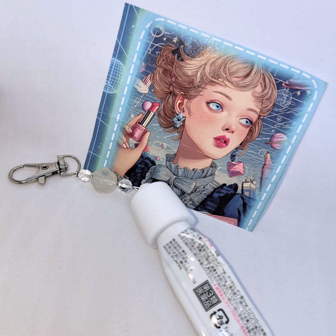 😽韓系便攜式硅膠唇膏帽貓掌水晶掛件💄