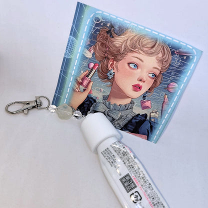 😽韓系便攜式硅膠唇膏帽貓掌水晶掛件💄