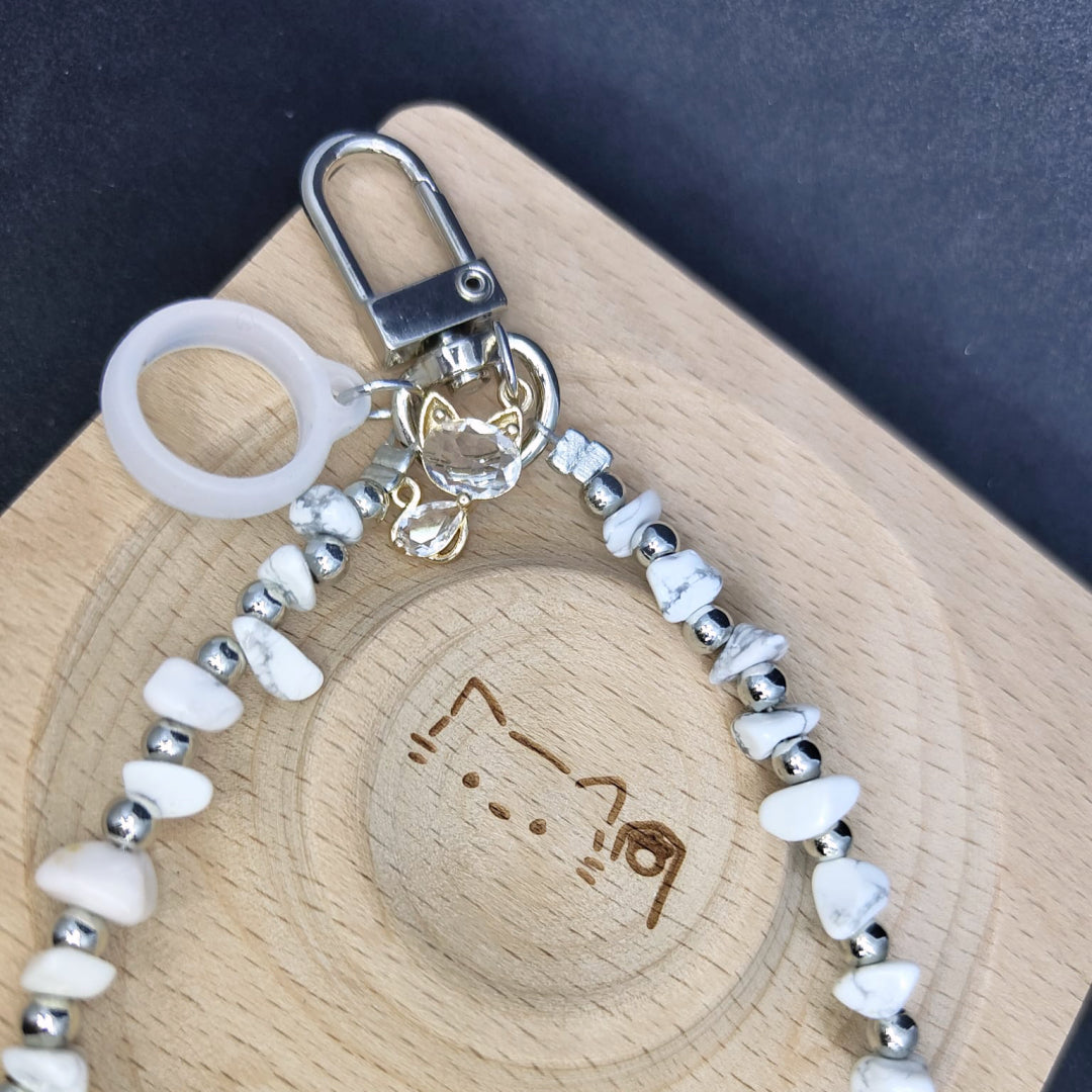 😽韓系便攜式硅膠唇膏環貓咪裝飾水晶石掛件💄