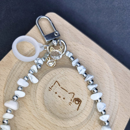 😽韓系便攜式硅膠唇膏環貓咪裝飾水晶石掛件💄