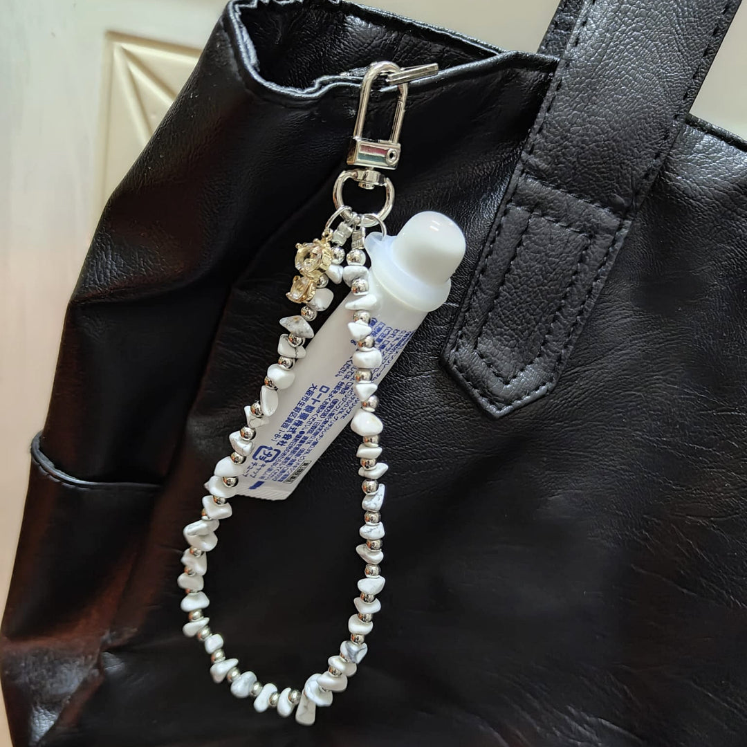 😽韓系便攜式硅膠唇膏環貓咪裝飾水晶石掛件💄