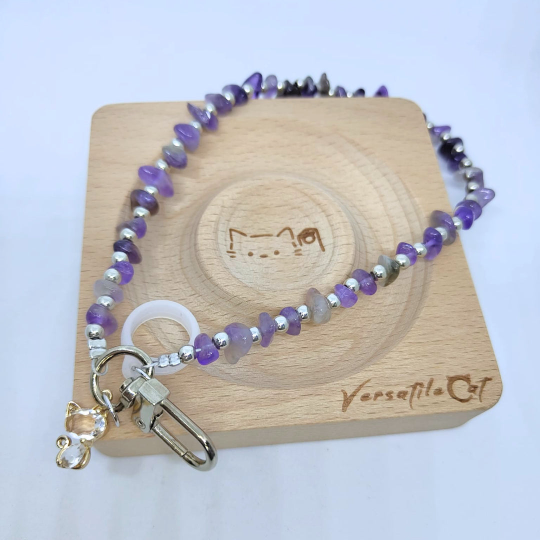 😽韓系便攜式硅膠唇膏環貓咪裝飾水晶石掛件💄