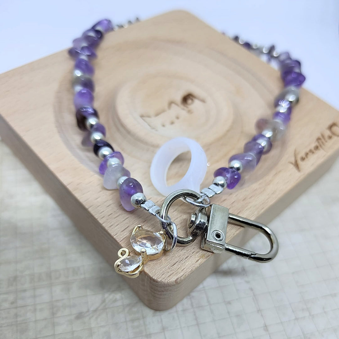 😽韓系便攜式硅膠唇膏環貓咪裝飾水晶石掛件💄