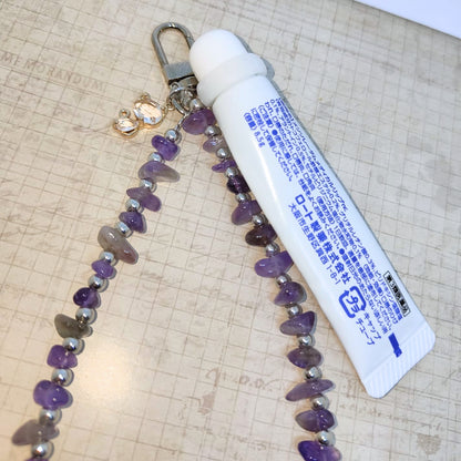 😽韓系便攜式硅膠唇膏環貓咪裝飾水晶石掛件💄