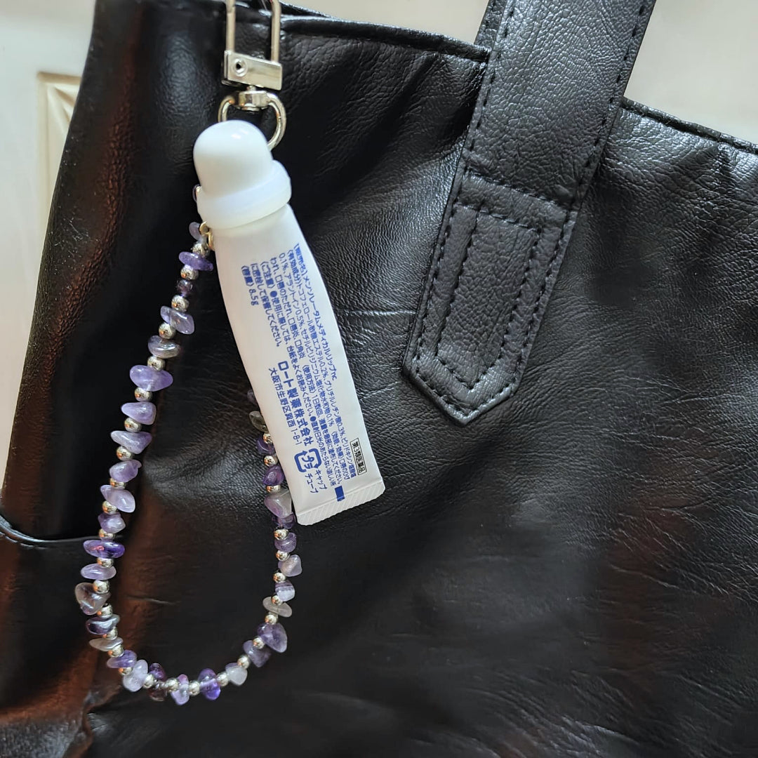 😽韓系便攜式硅膠唇膏環貓咪裝飾水晶石掛件💄